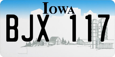 IA license plate BJX117