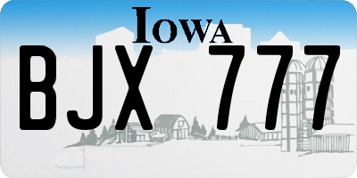 IA license plate BJX777