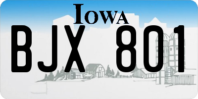 IA license plate BJX801