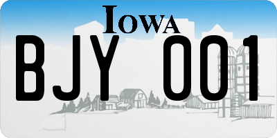 IA license plate BJY001