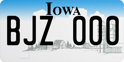 IA license plate BJZ000