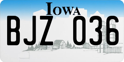 IA license plate BJZ036