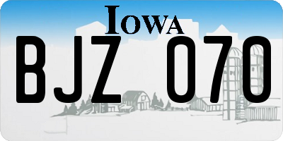 IA license plate BJZ070