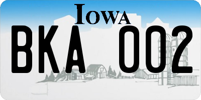 IA license plate BKA002