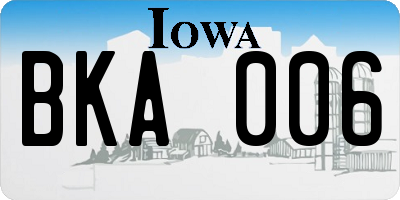 IA license plate BKA006