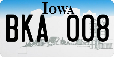 IA license plate BKA008