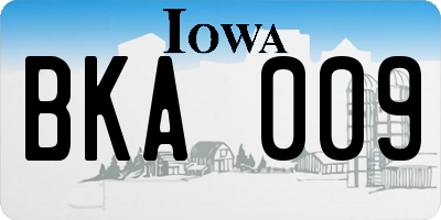 IA license plate BKA009