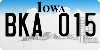 IA license plate BKA015