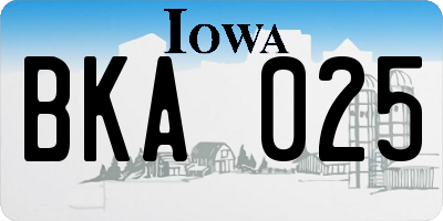 IA license plate BKA025
