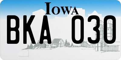 IA license plate BKA030