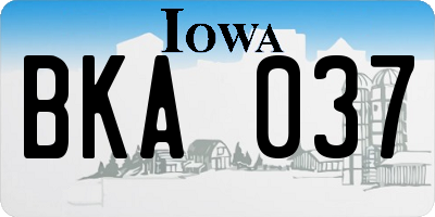 IA license plate BKA037