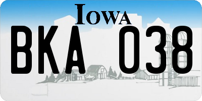 IA license plate BKA038
