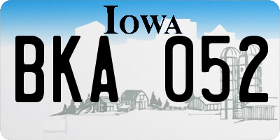 IA license plate BKA052