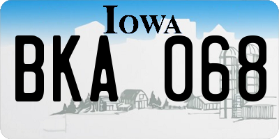 IA license plate BKA068