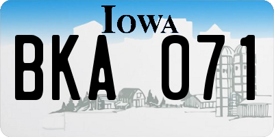 IA license plate BKA071