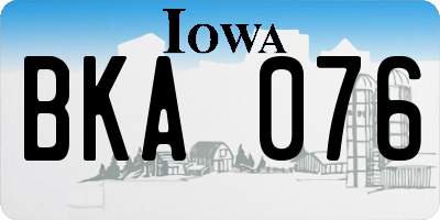 IA license plate BKA076