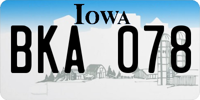 IA license plate BKA078