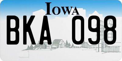 IA license plate BKA098
