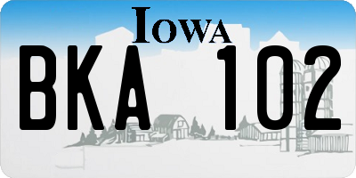 IA license plate BKA102