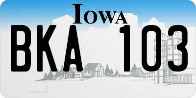 IA license plate BKA103