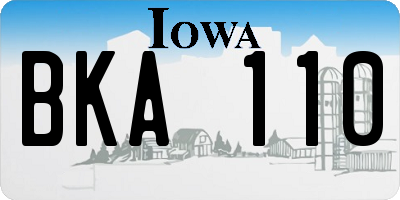 IA license plate BKA110