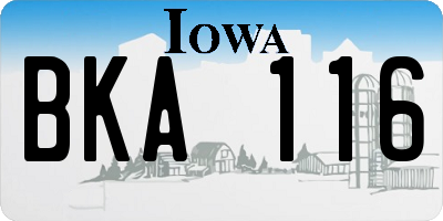 IA license plate BKA116