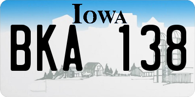 IA license plate BKA138