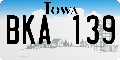 IA license plate BKA139