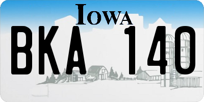 IA license plate BKA140