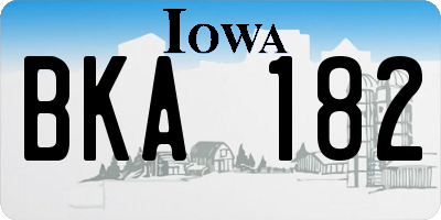 IA license plate BKA182