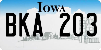 IA license plate BKA203