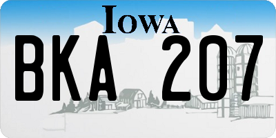 IA license plate BKA207