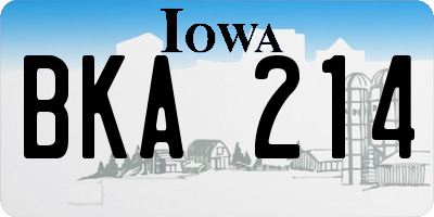 IA license plate BKA214