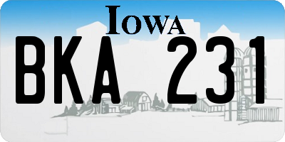 IA license plate BKA231