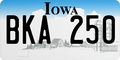 IA license plate BKA250