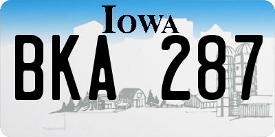 IA license plate BKA287