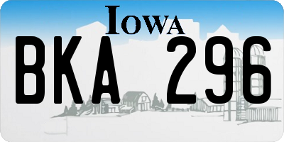 IA license plate BKA296
