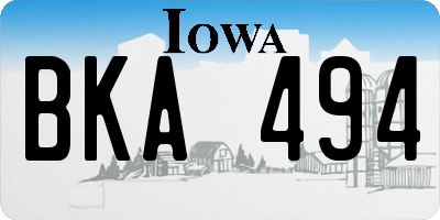 IA license plate BKA494