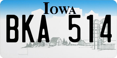 IA license plate BKA514