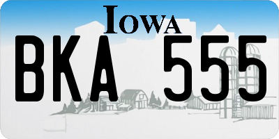 IA license plate BKA555