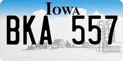 IA license plate BKA557