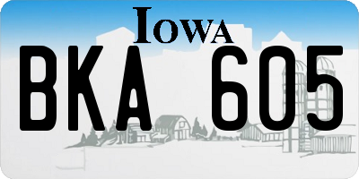 IA license plate BKA605