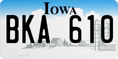 IA license plate BKA610