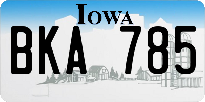 IA license plate BKA785