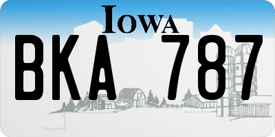 IA license plate BKA787