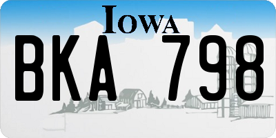 IA license plate BKA798