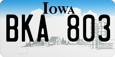 IA license plate BKA803