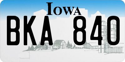 IA license plate BKA840