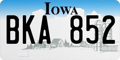 IA license plate BKA852
