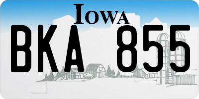 IA license plate BKA855